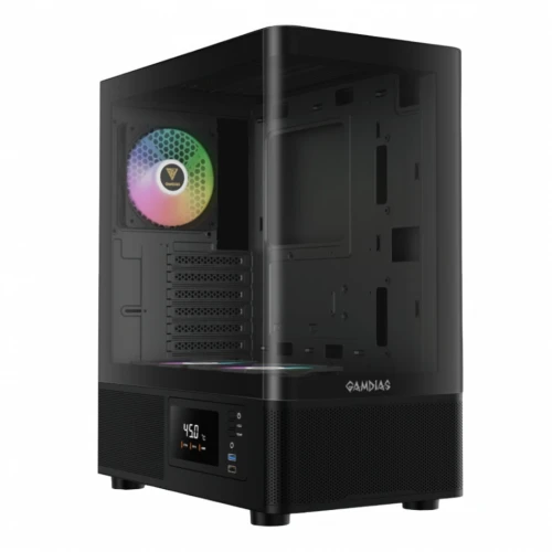 GAMDIAS ATLAS E2 CG- BOÎTIER MOYEN TOUR ATX - PANNEAU VERRE TREMPÉ - 4 X ARGB 120 MM - USB 3.0 -NOIR