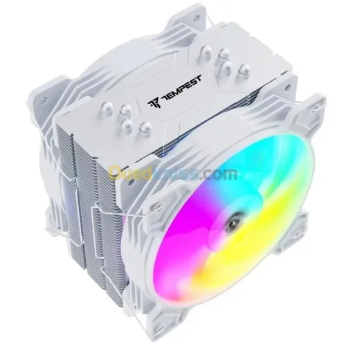 TEMPEST PRO COOLER 120MM X2 - AIRCOOLING ARGB - 3-PIN POMPE - SILENCIEUX - INTEL & AMD - WHITE