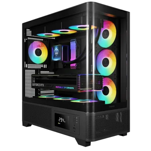 GAMDIAS ATLAS P2 CG - BOÎTIER MOYEN TOUR - VERRE TREMPÉ - 4 X FANS - ARGB PWM - 430 mm MAX - BLACK