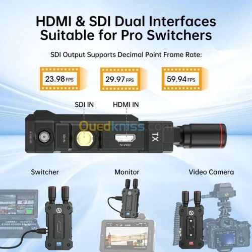 HOLLYLAND MARS 4K - SYSTÈME DE TRANSMISSION VIDÉO SANS FII 4K - 20MBPS - 150M FPS -HDMI & SDI -BLACK
