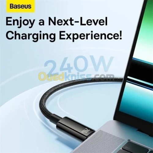 BASEUS TUNGSTEN GOLD - FAST CHARGING DATA CABLE 3M - TYPE-C TO TYPE-C - 240W - ALLIAGE - E-marker