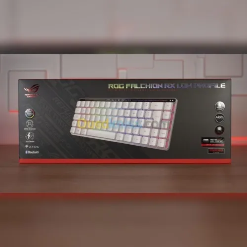 ASUS ROG FALCHION RX LOW PROFILE - CLAVIER GAMING - USB - BLUETOOTH - 2.4 GHZ - RGB AURA - WHITE