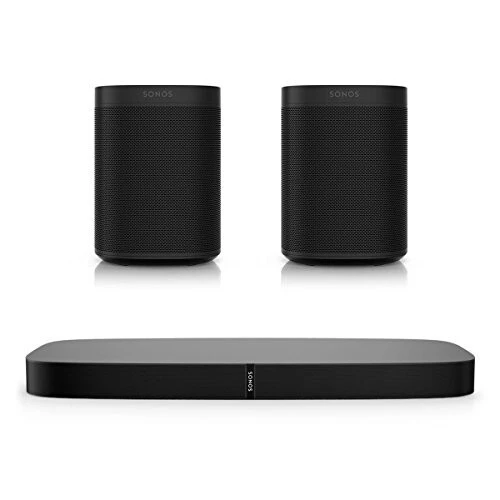 SONOS PLAYBASE BARRE DE SON + 2 X ENCEINTES SONOS ONE SL - SYSTÈME AUDIO SANS FIL - WI-FI - HOME CINÉMA - BLACK
