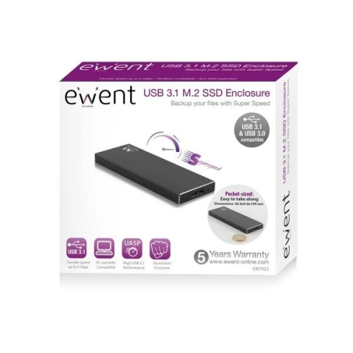 EWENT EW7023 - BOÎTIER EXTERNE M.2 NVME - RACK USB 3.1 & USB 3.0 - ULTRA SPEED - PLUG & PLAY - BLACK