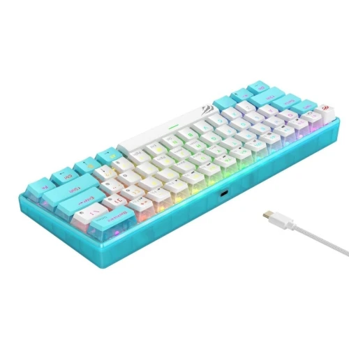 HAVIT KB903L BLUE - CLAVIER MÉCANIQUE GAMING - RGB BACKLIT - SWITCHES RED / WHITE - 61 TOUCHES - ULTRA COMPACT - BLUE