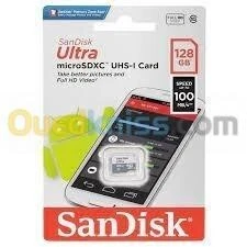 SanDisk Ultra Micro SD 128 Gb Carte Mémoire XC  Classe 10 UHS I - jusqu'a 100 Mbs