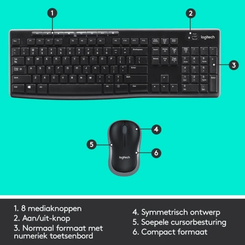 LOGITECH MK270 SILENT - ENSEMBLE SOURIS ET CLAVIER SANS FIL - ERGONOMIQUE - USB - PILE AA - BLACK