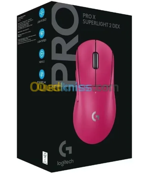 LOGITECH G PRO X SUPERLIGHT 2 DEX - SOURIS GAMING PRO SANS FIL - 44 000 DPI - USB-C - PC & MAC-PINK 