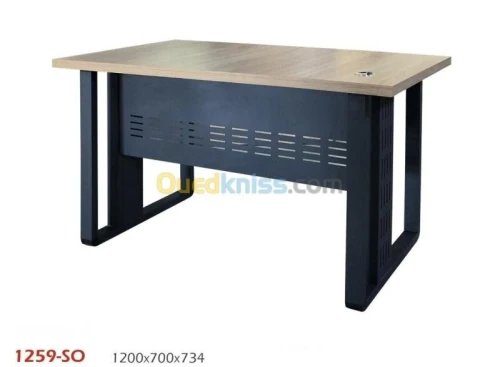 BUREAU LOCAL 1259 - BOIS MÉLAMINE - PIEDS MÉTALLIQUE - 1.2 MÈTRE - BLANC / BEIGE / MARRON - NEUF 