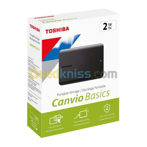 TOSHIBA CANVIO - 2TB BASICS PORTABLE - EXTERNAL HARD DRIVE - USB 3.2 - BLACK