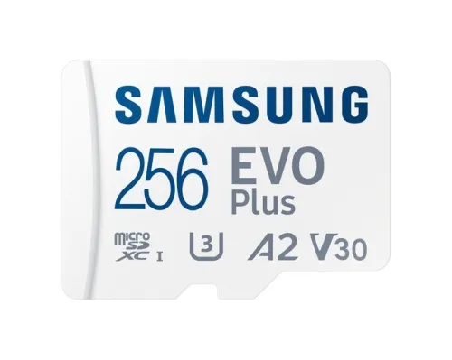 SAMSUNG EVO PLUS MICROSD 256GO + ADAPTATEUR SD - CARTE MÉMOIRE MICRO SD - VITESSE 160 MBS - V30