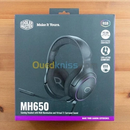 COOLER MASTER MH650 - CASQUE-MICRO FILAIRE -GAMING -CIRCUMAURAL - VIRTUEL 7.1 -FLEXIBLE - USB - RGB 