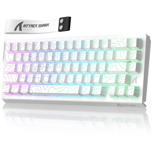 ATTACK SHARK X68 HE - CLAVIER GAMING 60% - MAGNETIC SWITCH - HALL EFFECT - RGB - USB - CONTOUR LINE - 8KHZ RAPID TRIGGER - 0.01MM - WHITE