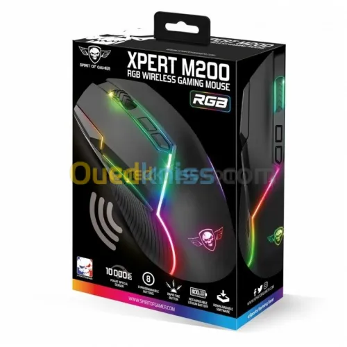 Spirit of Gamer Xpert-M200 Souris sans fil pour gamer-droitier-capteur optique 10000 dpi -8 boutons 