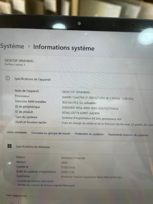Surface laptop 3 i7-1065G7 16gb 512ssd