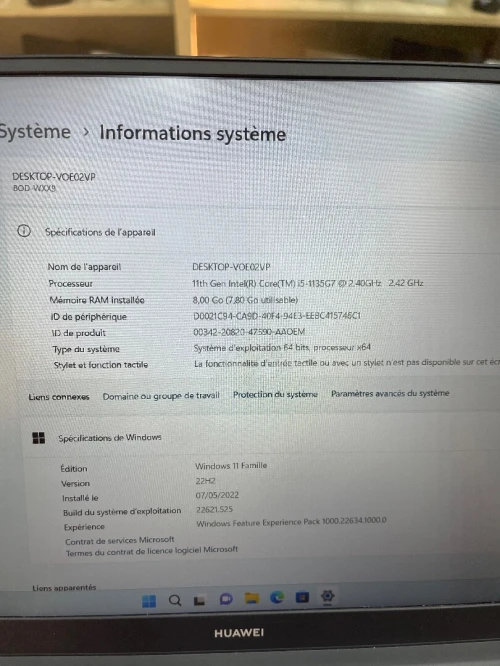 Huawei Matebook D15 i5-1135G7 8gb 256ssd