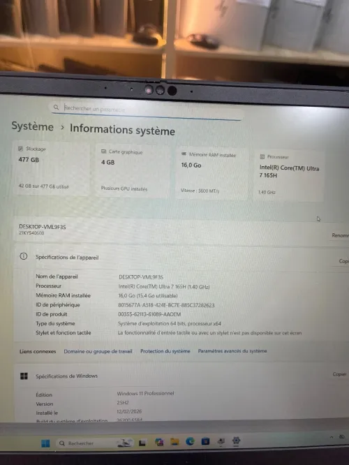 Lenovo Thinkpad P16V Gen 2 Ultra 7 165H 16gb 512ssd NVIDIA RTX A500 ADA