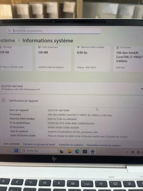Hp elitebook x360 1040 G8 i7-1185G7 8gb ddr5 256ssd