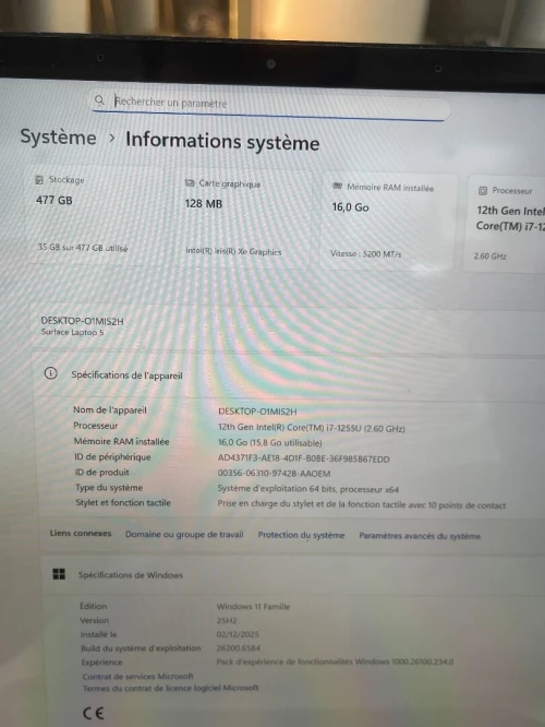 Surface Laptop 5 i7-1255U 16gb 512ssd