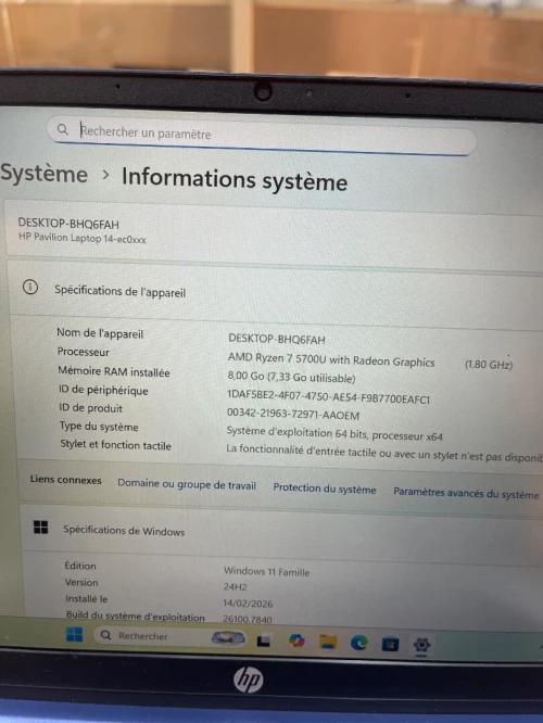 Hp Pavillon laptop 14 AMD Ryzen 7 5700U 8gb 512ssd