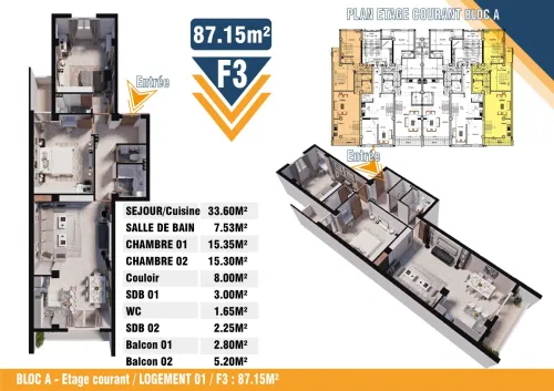 Vente Appartement Studio F2 F3 Tizi Ouzou Tigzirt