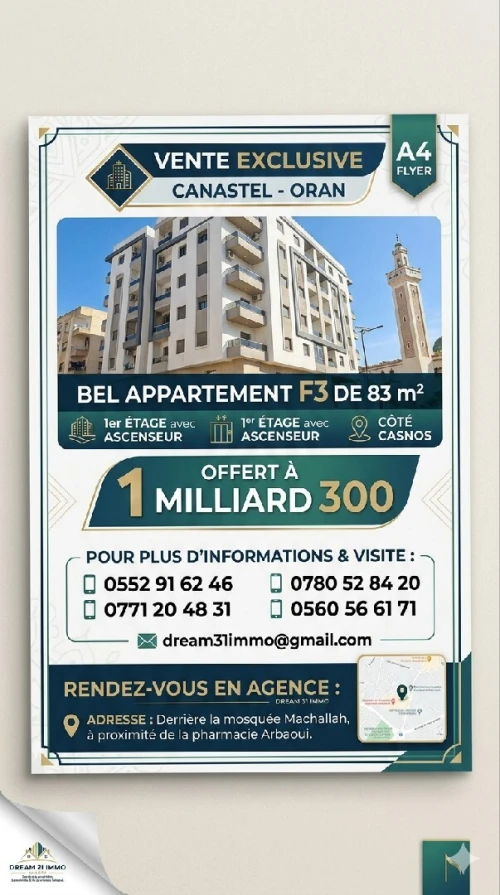 Vente Appartement F3 Oran Oran