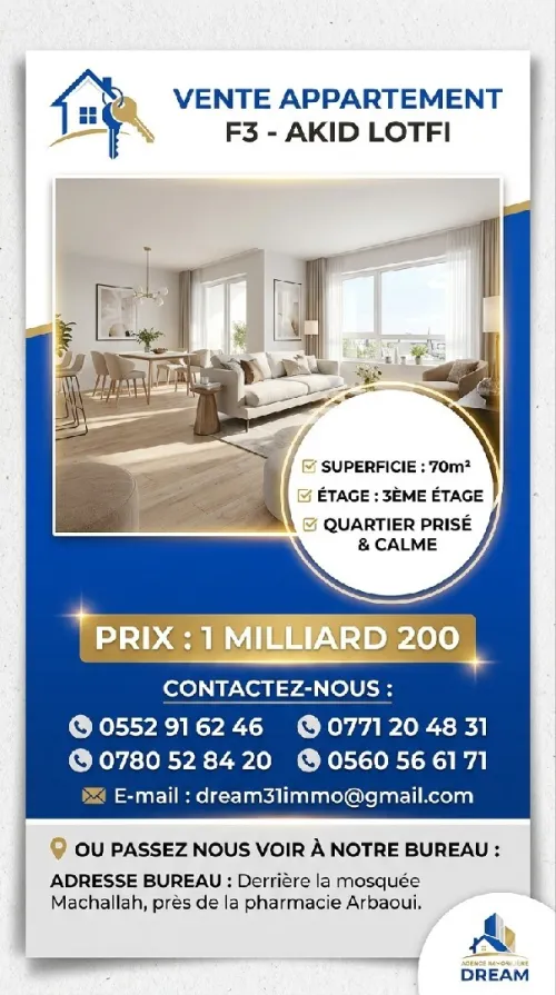 Vente Appartement F3 Oran Oran