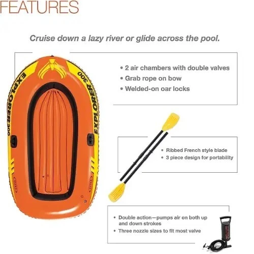 Bateau EXPLORER 300 + Pompe Et Rame 211x117x41cm | INTEX