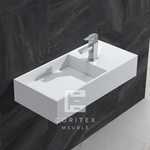 Lavabo en corian DuPont blanc sur mesure