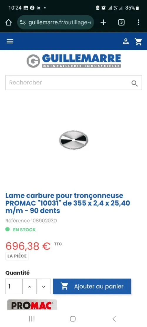 Disque A couper PROMAC (GERMANY) Diam : 35.5cm