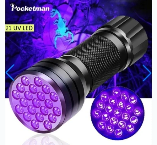 Lampe UV 21 LED en aluminium détecteur de scorpions et faux billets
