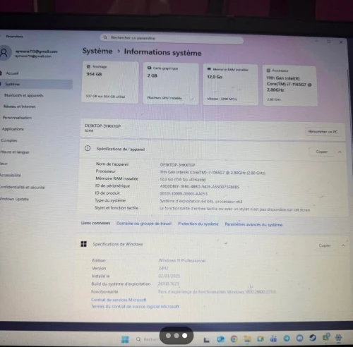 Lenovo i7-1165G7 /12 ram / 1 t ssd / carte graphic nividia 2 gb