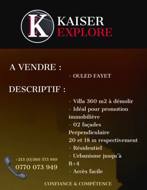 Vente Terrain Alger Ouled fayet
