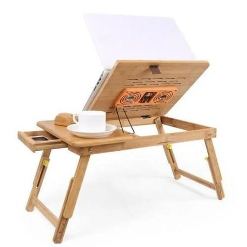 table Laptop Ordinateur Portable et mac book on Bois Bambou Pliable avec Ventilateur capsys BM62