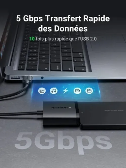Adaptador UGREEN SATA (disque dur) to USB3.0 5Gbs REF: CM257 [P/N: 60561] pour mac et SSD