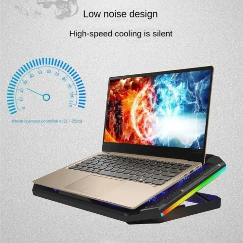 Refroidisseur laptop Gaming YL-018  [5 ventilo/vitesse reglable/ RGB/ 2USB]