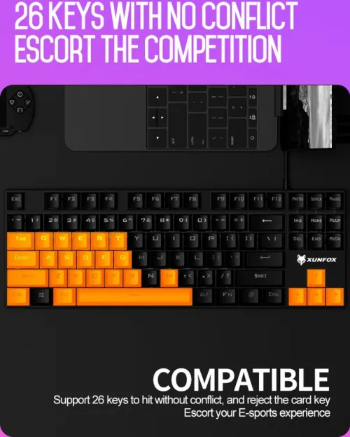 Clavier Gamer mécanique XUNFOX K80 - AZERTY & QWERTY - RGB - Anti-Ghosting