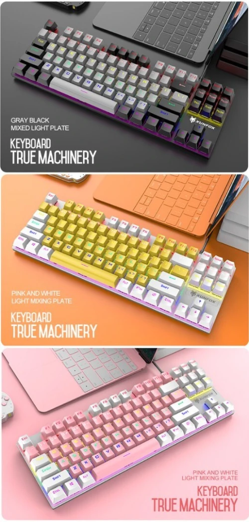Clavier Gamer mécanique XUNFOX K80 - AZERTY & QWERTY - RGB - Anti-Ghosting