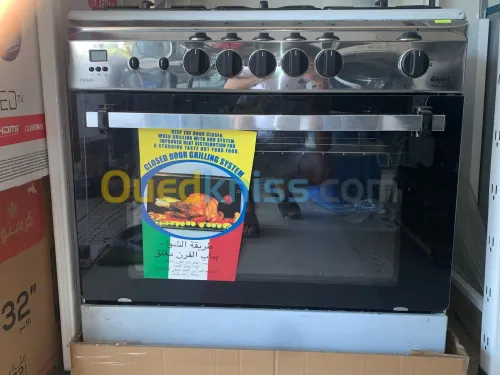 Cuisinière Géant Italiano 5 Feux En Inox. Fonte.  80cm. Afficheur. Tourne broche. Thermocouple