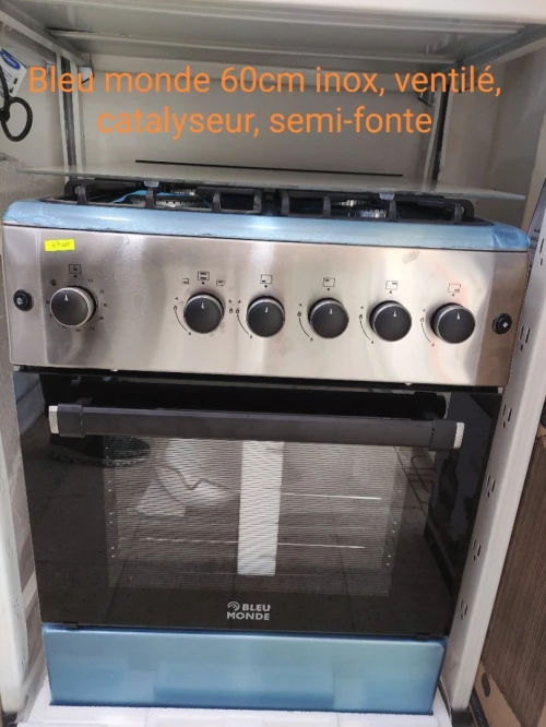 Cuisinière bleu monde 60cm inox ventilé catalyseur semi-fonte simple / avec TABOUNA