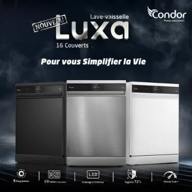 Lave Vaisselle CONDOR LUXA LIBRE 16 COUVERTS INOX / NOIRE
