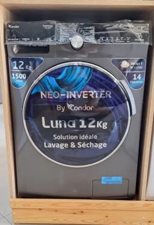 Machine à laver condor Luna 12kg 1500tr/min inverter séchante 