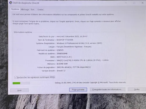 THINKPAD E590 / INTEL I5 8EME / 8G / 256 SSD NVME / 15.6 / FHD