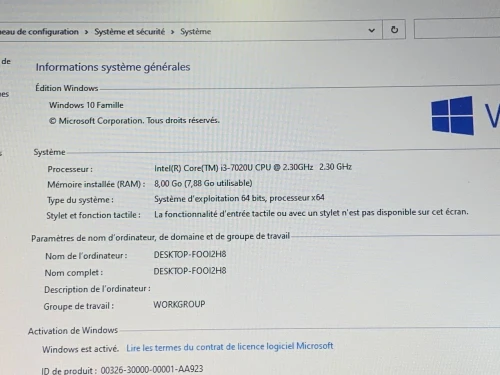 ACER ASPIRE A515-573 / I3 7 EME / 8G / 256 SSD /15.6 FHD