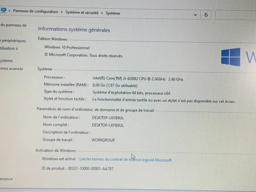 DELL LATITUDE E5470 / INTEL I5 6EME / 4 G / 128 / 15.6 FHD