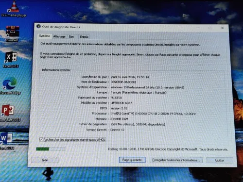 FIJUTSU LIFE BOOK / INTEL I3 6EME /6G / 128 SSD / 15.6