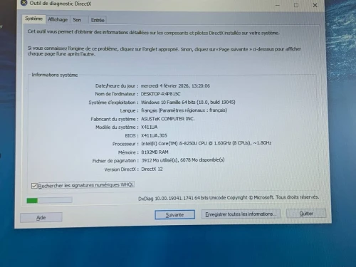ASUS S14 / INTEL I5 8 EME / 8 G / 256 SSD /14 FHD