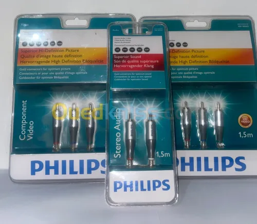 Cable stereo audio et vidéo composantes philips 