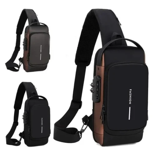 Sac à Bandoulière Fashion USB Antivol - حقيبة كتف عصرية مقاومة للماء مع قفل رقمي ومنفذ USB