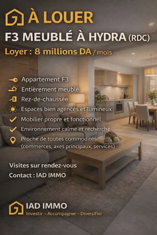 Location Appartement F3 Alger Hydra